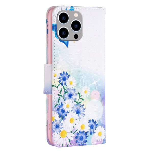 Wonderland iPhone 14 Pro Max flip-etui - Sommerfugl Og Blomster Pink