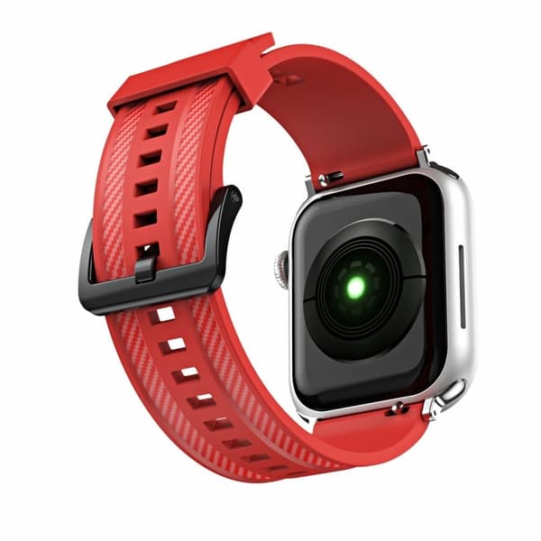 Apple Watch (45 mm) urrem i kulfiber-silikone - Rød Red