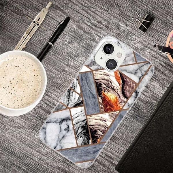 Marble design iPhone 14 cover - Fragment Af Marmorfliser Multicolor
