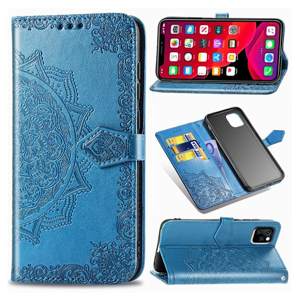 Mandala läder iPhone 11 Pro Max fodral - Blå Blå