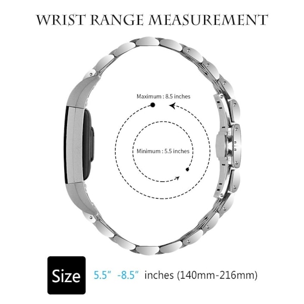 Fitbit Charge 2 stainless steel watch strap - Silver / Gold Silvergrå