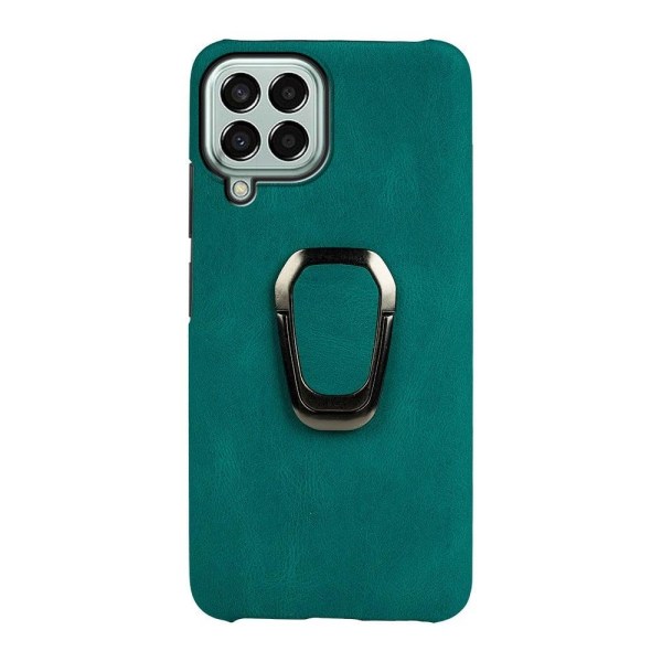 Stødsikkert lædercover med oval kickstand til Samsung Galaxy M33 5G - Mørkegrøn Green