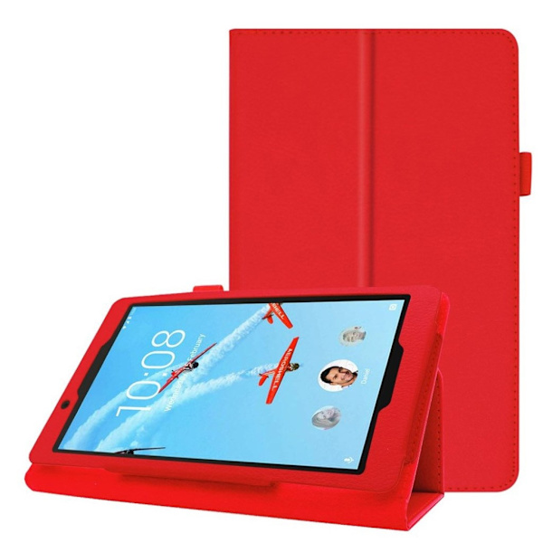 Lenovo Tab E8 litchi läderfodral - Röd Röd