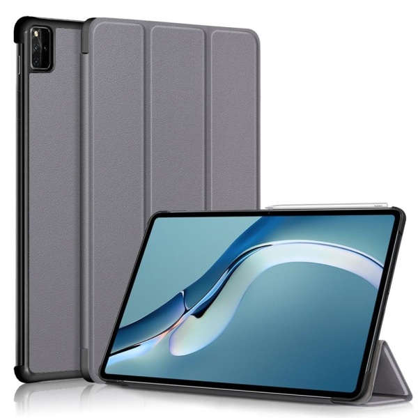 Huawei MatePad Pro 12.6 inch (2021) tri-fold PU leather flip cas Silvergrå