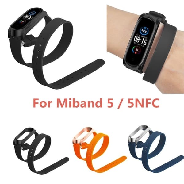 Xiaomi Mi Band 5 pitkä silmukkakellonauha - Musta Black