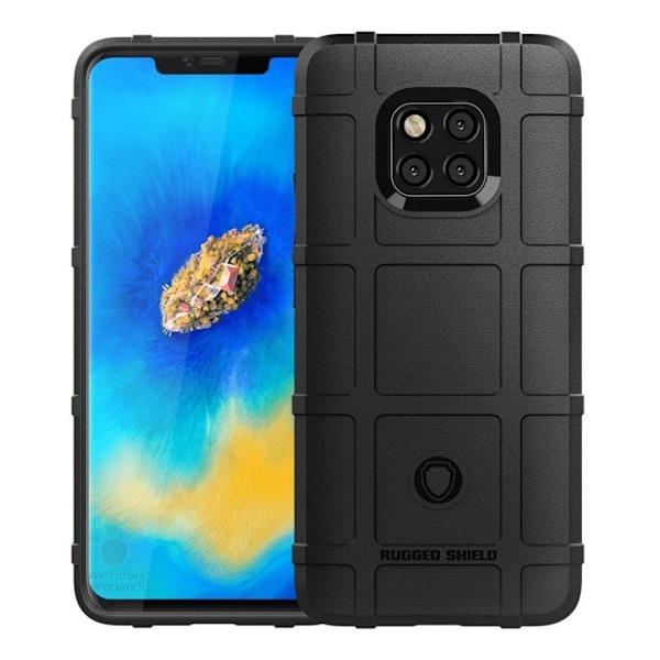 Huawei Mate 20 Pro chockskyddande fodral med rutnätstextur - Svart Svart
