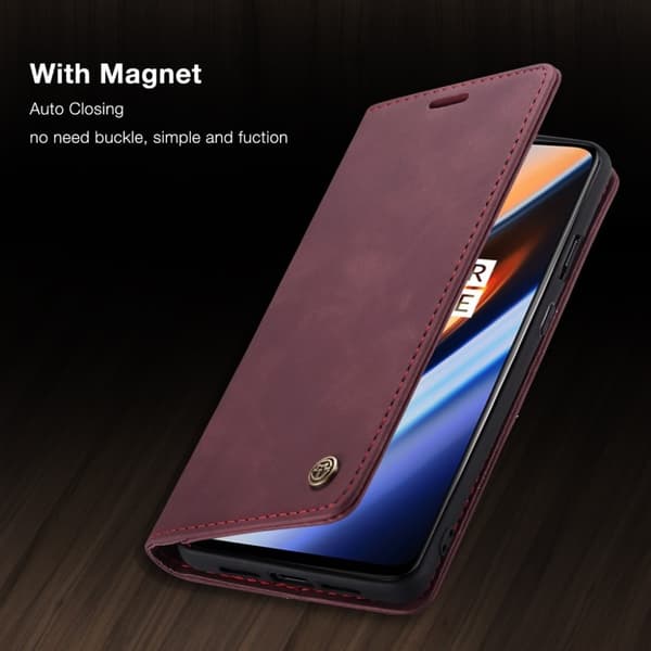 CaseMe OnePlus 7 Vintage Etui - Rødvin Red