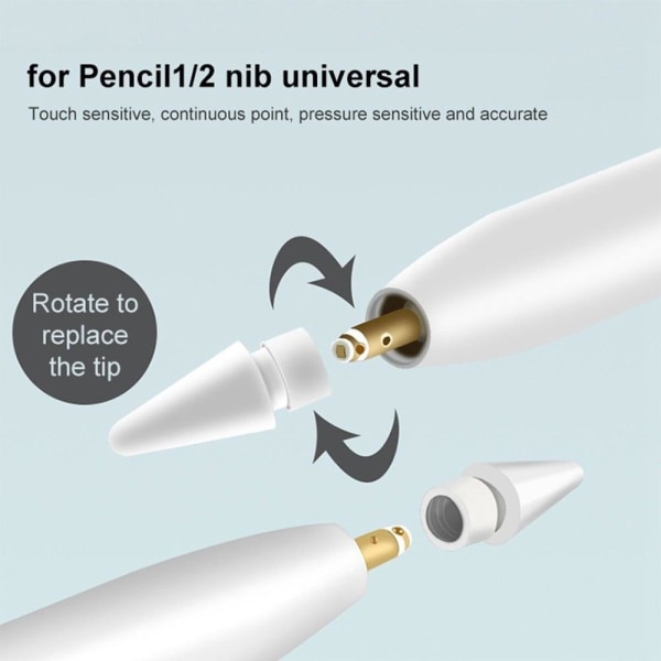 2Pcs Apple Pencil 2 / 1 stylus pen nib White