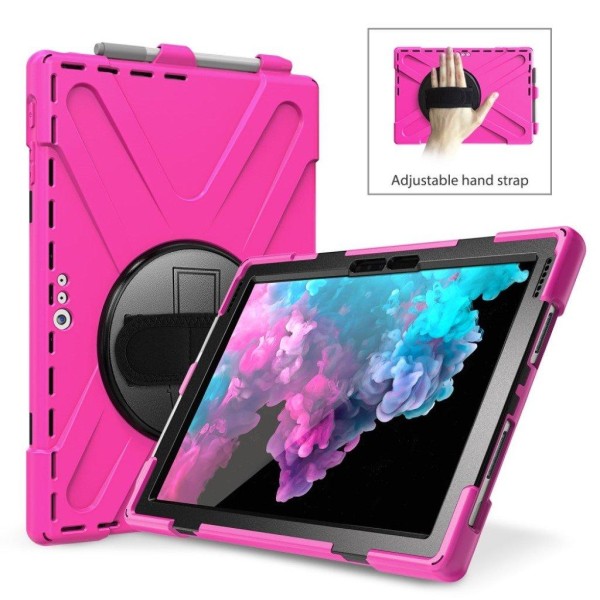 Microsoft Surface Pro 6 X-Shape kombo suojakotelo - Rose Pink