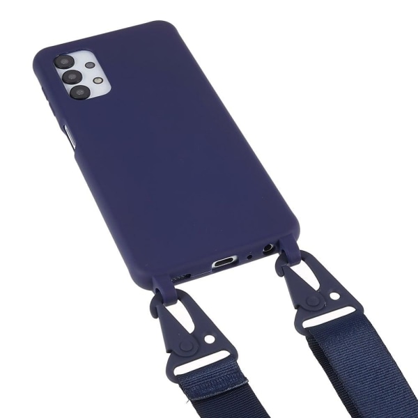 Tyndt TPU-etui med mat finish og justerbar strop til Samsung Galaxy M32 5G / A32 5G - Mørkeblå Blue