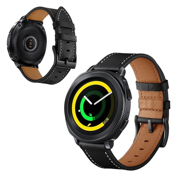 Samsung Gear Sport -kellon kestävä nahkainen ranneke - Musta Black