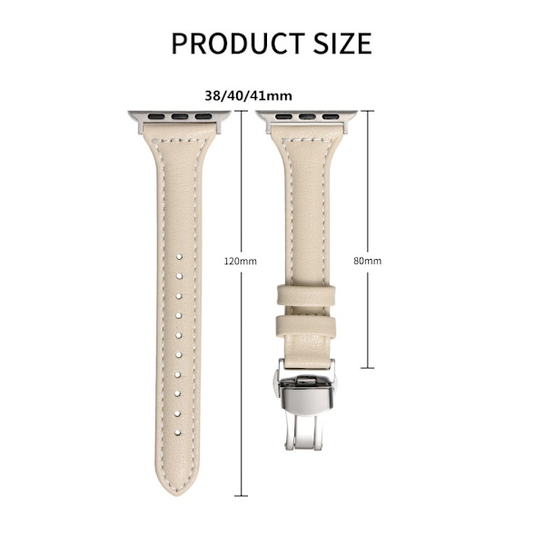 Apple Watch Series 8 (41mm) Ægte okselæderrem - Grå Silver grey