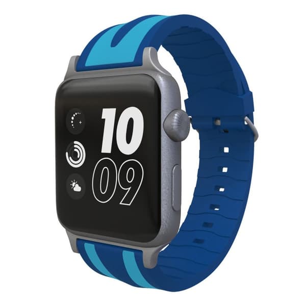 Apple Watch Series 4 40 mm klockarmband i silikon med dubbla ränder - Ljusblå Blå