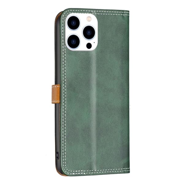 BINFEN kaksivärinen nahkakotelo iPhone 14 Pro - Vihreä Green