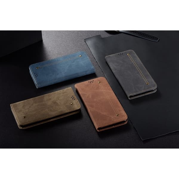 Jeans iPhone 12 / 12 Pro Flippetui - Khaki Brown