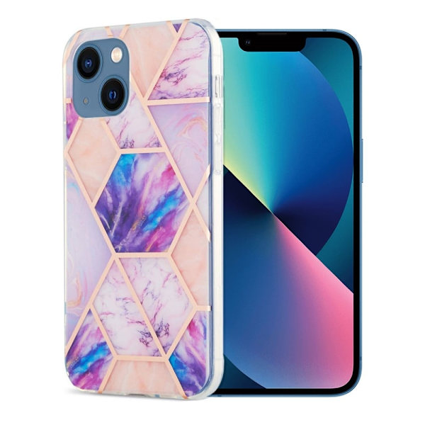 Marble iPhone 13 Etui - Lyselilla Purple