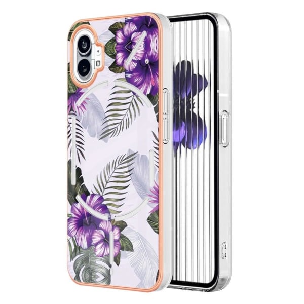 Marble Nothing Phone (1) Etui - Lilla Blomster Purple