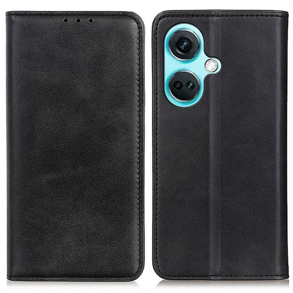 Flip Etui med Pung i Ægte Læder til OnePlus Nord CE 3 - Sort Black