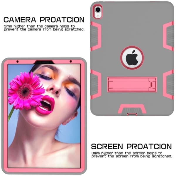 iPad Pro 11 inch (2018) hybrid tablett skydd av plast med fotstöd - Grå/ Ros Silvergrå