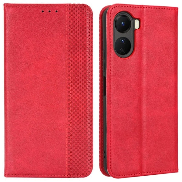Bofink Vintage Vivo Y16 Læder Etui - Rød Red