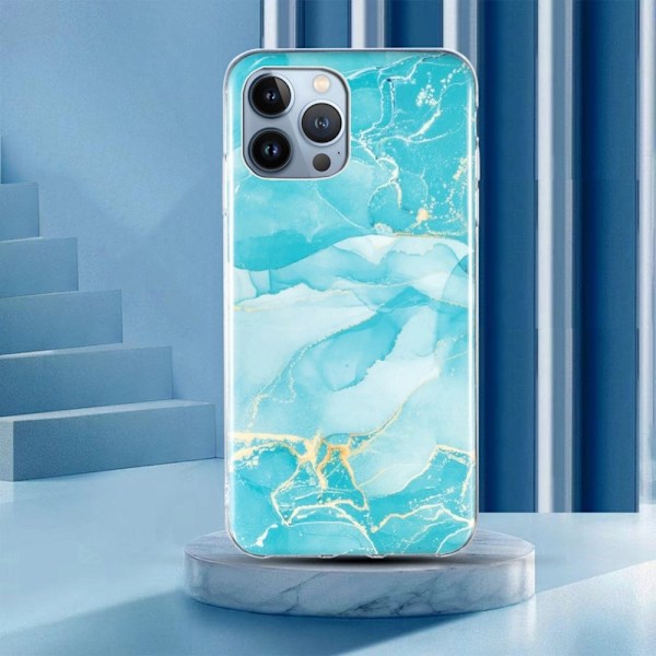 Marmormotiv iPhone 13 Pro skal - Grön Grön