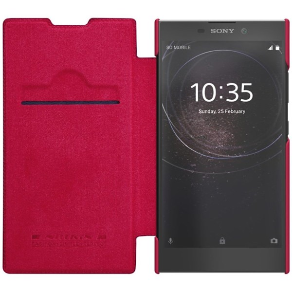 Sony Xperia L2 NILLKIN Qin Sarja Kortti Paikalla Varustettu Suojakotelo Synteetti Nahasta - Punainen Red