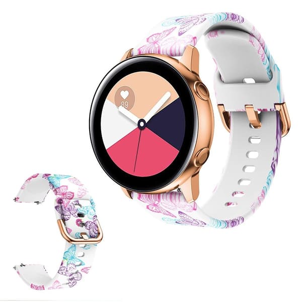 Silikoneurrem med malerisk mønster til Amazfit- og Samsung-ure - Sommerfugl Multicolor