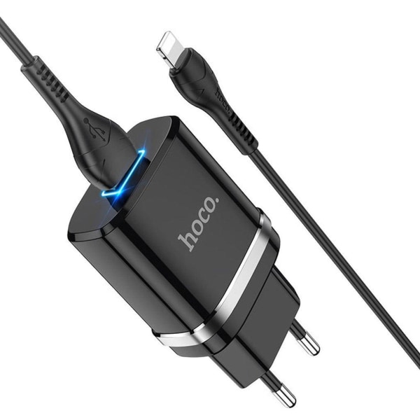 HOCO N1 Ardent single port charger set(for Lightning)(EU) - blac Svart