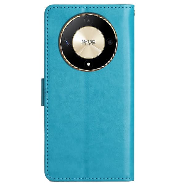 Honor Magic6 Lite 5G / X50 5G / X9b 5G plånboksfodral Butterfly läder flip telefonskal - Blå Blå