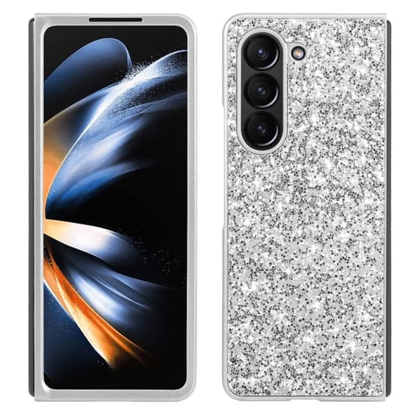 Glitter Samsung Galaxy Z Fold5 skal - Silver/Grå Silvergrå