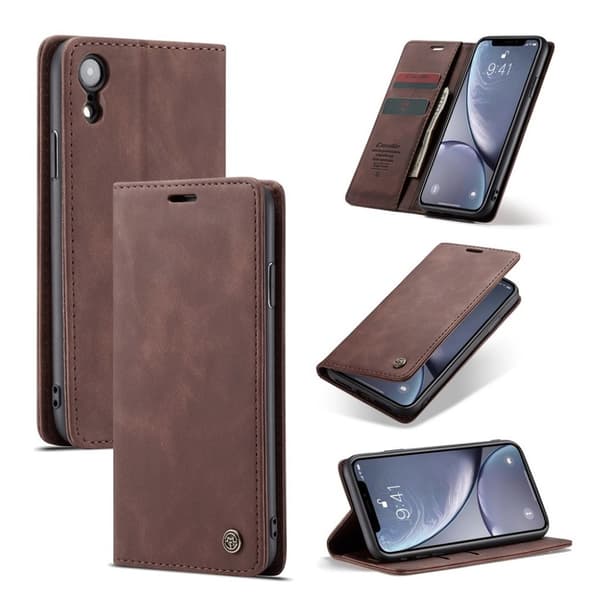 CASEME iPhone Xr plånboksfodral i läder - kaffe Brun
