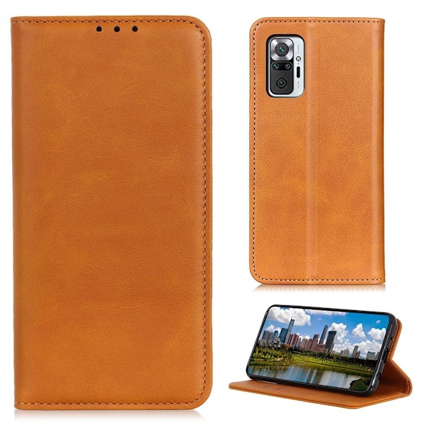 Wallet-style ægte Læder Flipcase til Xiaomi Redmi Note 10 Pro / Pro Max - Brun Brown
