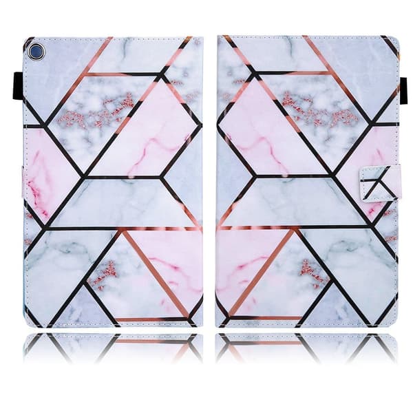 Amazon Fire HD 10 (2019) unikt mønster læder flip etui - Geometric Splicing Silver grey