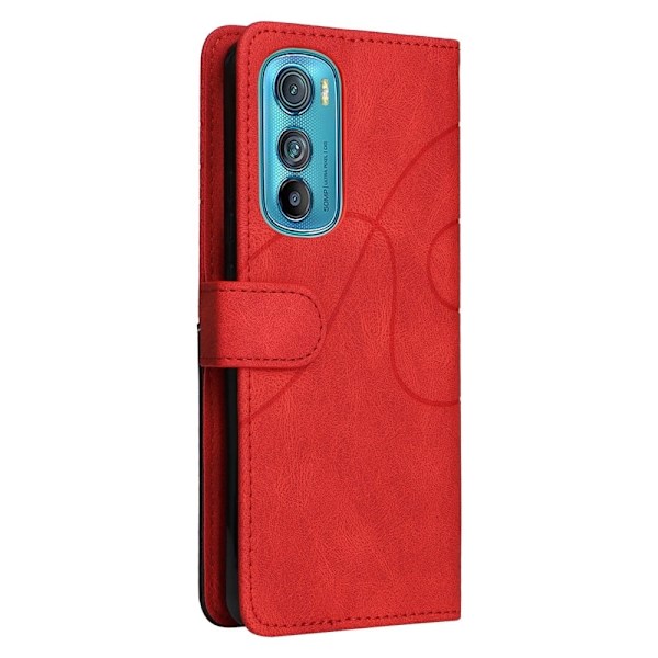 Tekstureret Motorola Edge 30 Ultra læderetui med rem - Rød Red