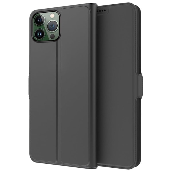 Sileä ja ohut premium-PU-nahkakotelo iPhone 13 Pro - Musta Black