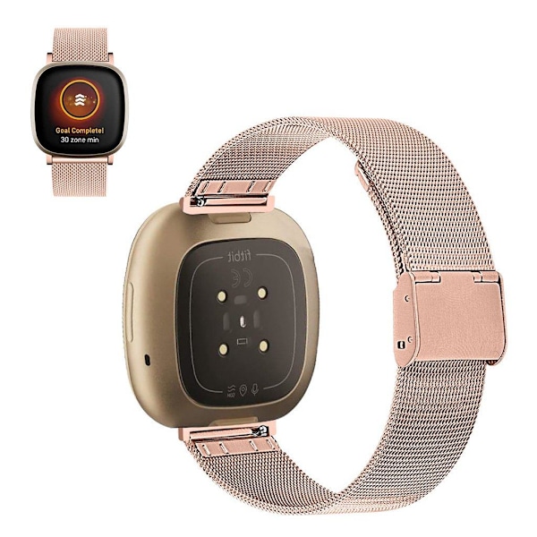 Fitbit Sense / Versa 3 elegant rustfrit stål rem - rødguld Pink