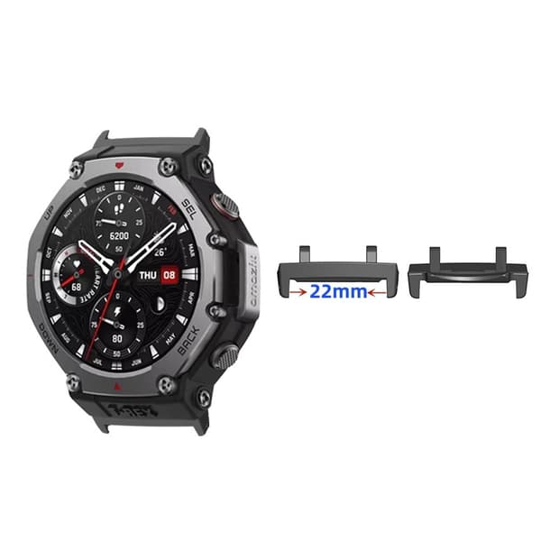 1 pari PC-kellonauhaliittimiä Huami Amazfit T-Rex 3 Smartwatch 22mm kellon hihnan sovitin Adapteri Black