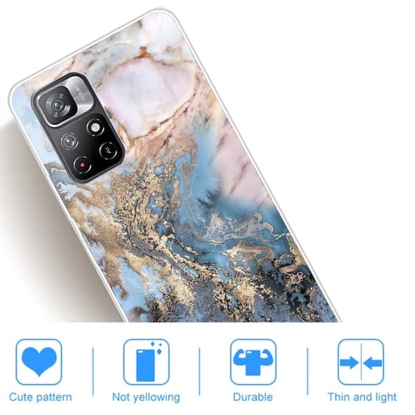 Marmormotiv Xiaomi Redmi Note 11 Pro Plus 5G skal - Blåaktig Guldmarmor multifärg