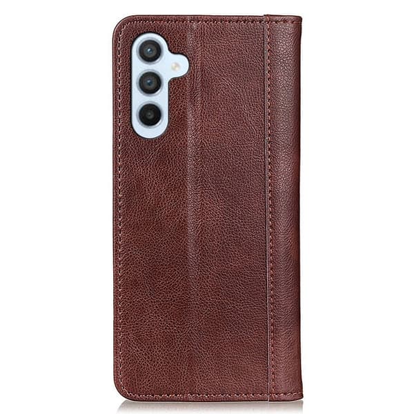 Äkta läder Samsung Galaxy A15 fodral med magnetisk stängning Brun