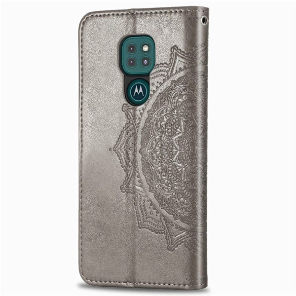 Mandala Motorola Moto G9 Play nahkakotelo - Harmaa Silver grey