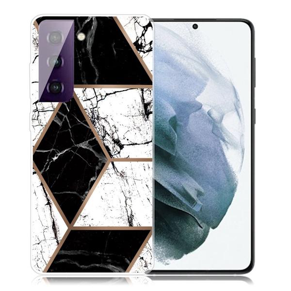 Marble Samsung Galaxy S21 Plus Etui - Black and White Marble Shape Multicolor