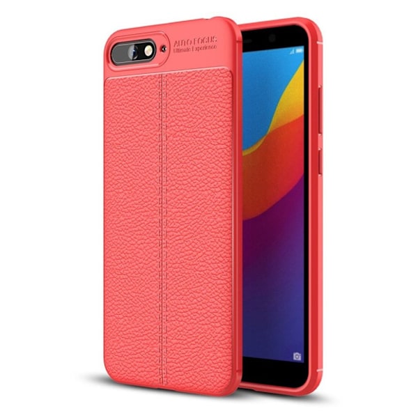 Huawei Y6 (2018) mobilskal silikon litchi - Röd Röd