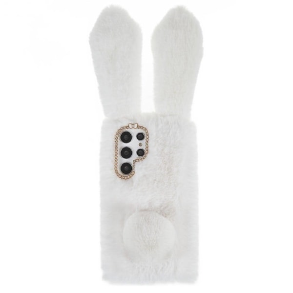 Fluffy Rabbit Samsung Galaxy S22 Ultra skal - Vit Vit