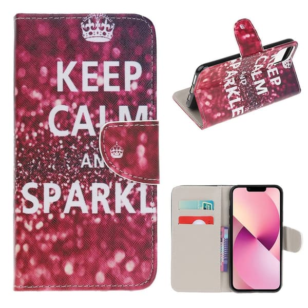 Wonderland iPhone 13 Mini flip etui - Bevar Roen Og Glitr Red