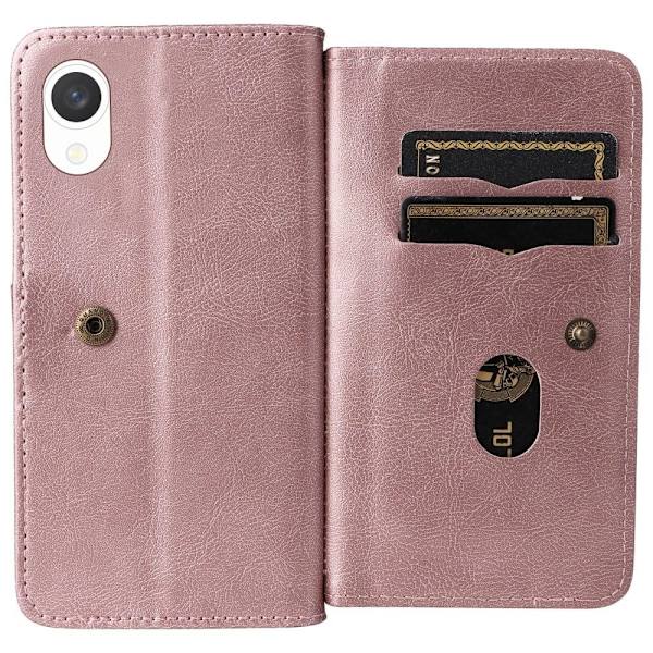 10-slot Lompakko Suojakotelo For Samsung Galaxy A23e - Ruusukulta Pink