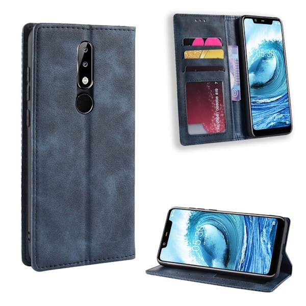 Bofink Vintage läder Nokia 5.1 Plus fodral - Blå Blå