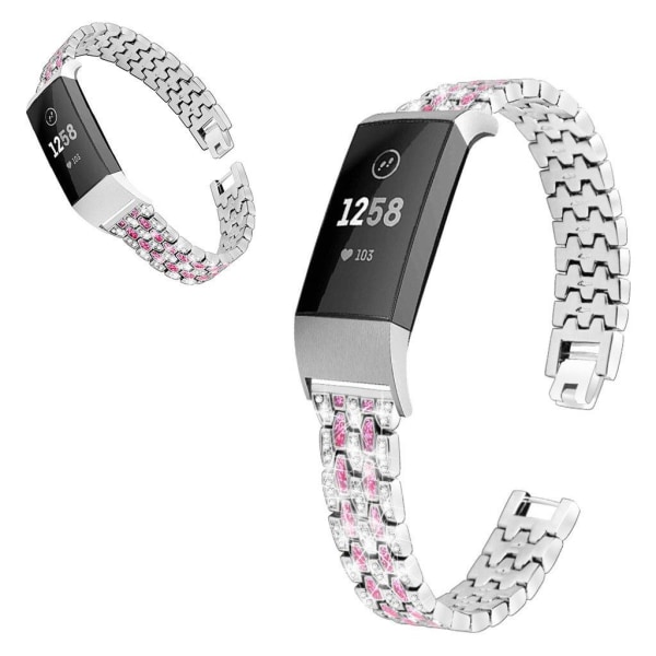 Fitbit Charge 3 strass décor klockarmband - silver / Rose Silvergrå