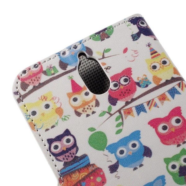 Moberg Huawei Y625 Nahkakotelo Korttitaskuilla - Söpöjä Pöllöjä Multicolor