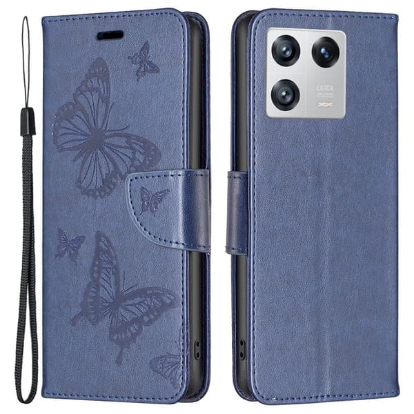 Butterfly Xiaomi 13 Läppäkotelo - Tummansininen Blue