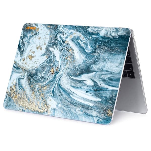 HAT PRINCE MacBook Pro 16 (A2141) deksel i stil med streamerlysmønster - Blågrønn Marmor Blue